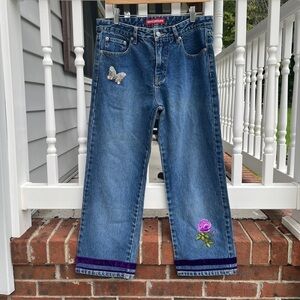 Vintage 90s Y2K Denim Sequin Low Rise Cropped Capri Jeans Size 9 Unionbay